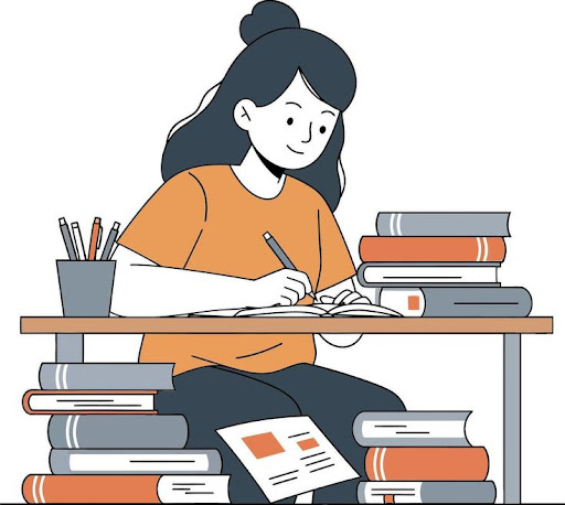 Student studying illustration representing MIT University Shillong academic excellence